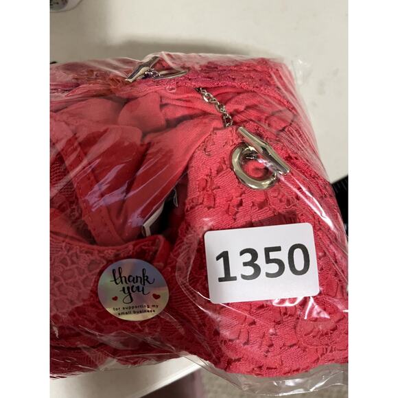 JM Collection Women's Top Large Lace Shell on Lining 3/4 Sleeve Gold Chain Neck - Picture 11 of 11